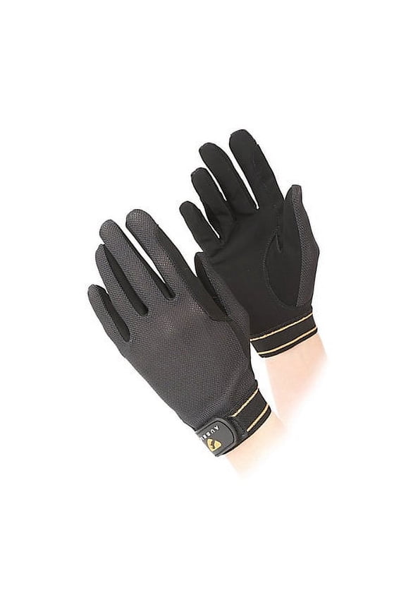 Shires Aubrion Mesh Riding Gloves: Breathable & Non-Slip for Horse Riding Black / XL