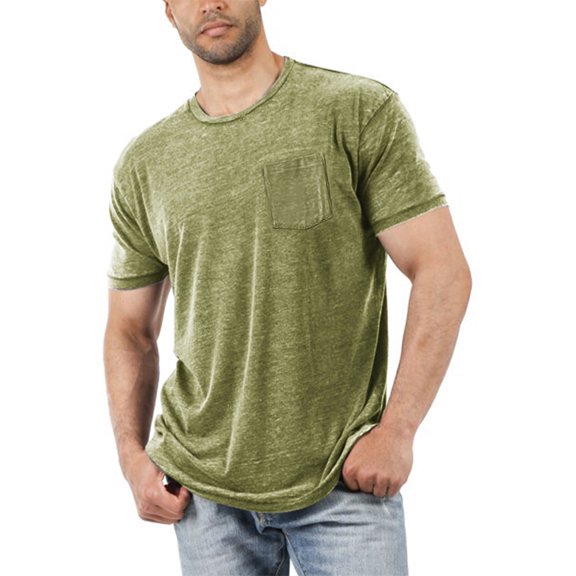 Auburet Men's Short Sleeve Soft T-Shirt Casual Crew Neck Tee Tops Pocket Shirt