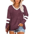 thumbnail image 1 of Auburet Women's Plus Size Tops Striped Long Sleeve Color Block Casual Tunics T-Shirt, 1 of 3