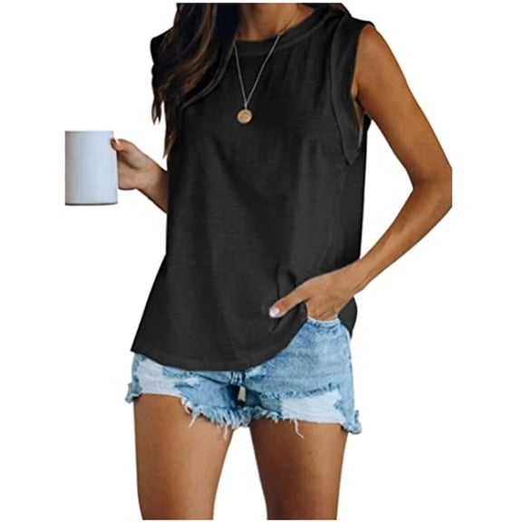 Auburet Women's Summer Sleeveless Tank Top Loose Fit Casual Crew Neck T-Shirts Basic Tops