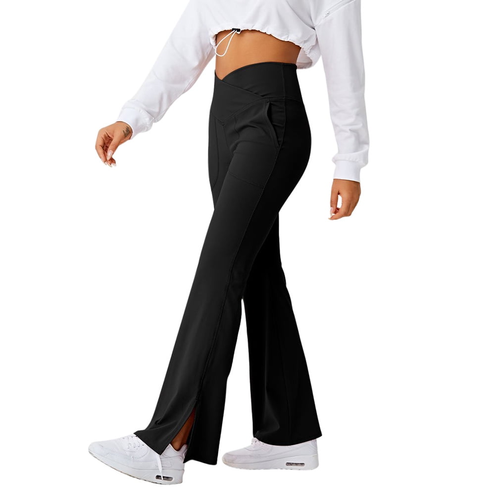  PPB  Petite Women's Crossover Flared Yoga Pants, 23” / 26”/  29” Inseams (23 Inseam, XS, Black) : Clothing, Shoes & Jewelry