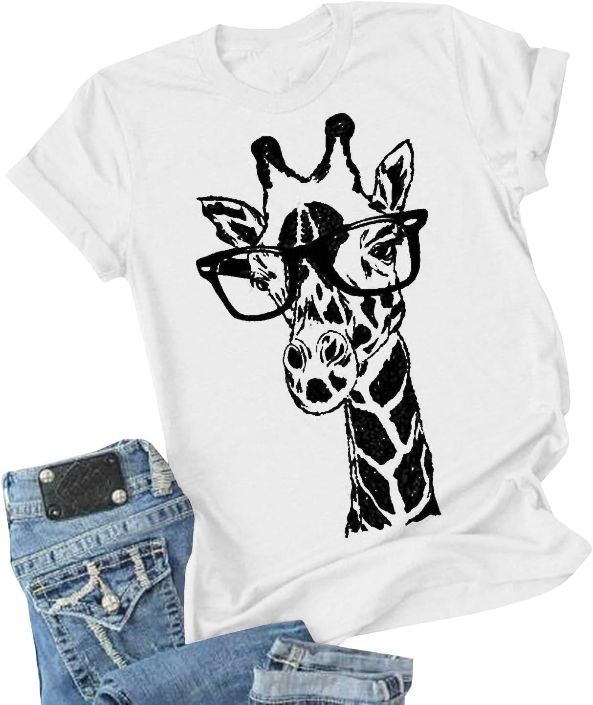 Lavender Giraffe Print Short Sleeve Regular T-Shirt