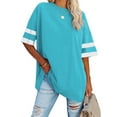 thumbnail image 1 of Auburet Womens Oversized Tees Loose T-Shirts Half Sleeve Crew Neck Color Block Cotton Tunic Tops, 1 of 3