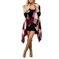 thumbnail image 1 of Auburet Womens Sleeveless Plaid Asymmetrical Hem Tassel Drape Open Front Cardigan Vest, 1 of 2