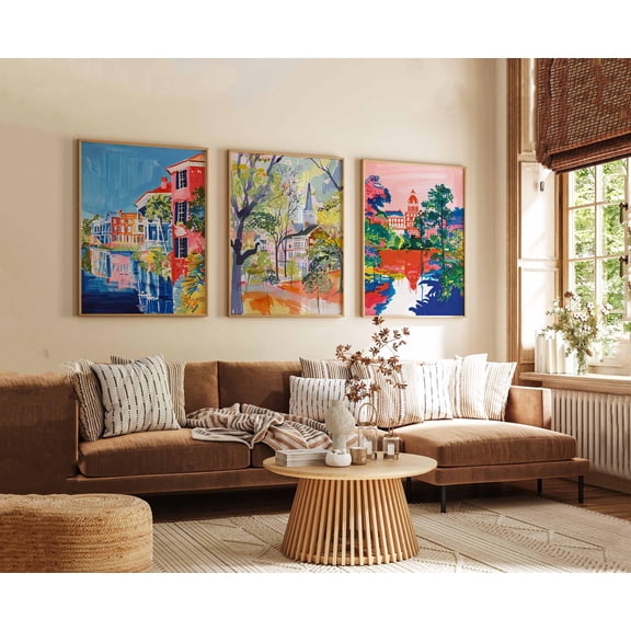 Auburn Alabama Posters Vintage Travel Prints USA City Wall Art College Town Decor Southern Home Poster Set Set 3