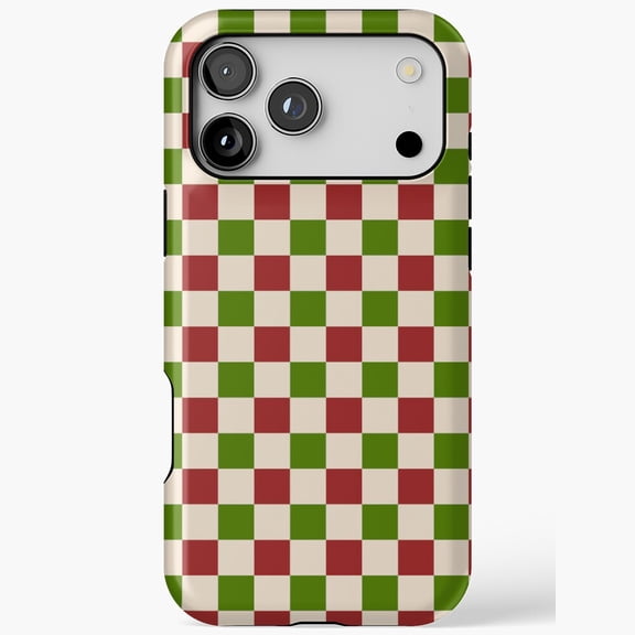 Auburn Avocado and Antique White Plaid Check Phone Case 17 11 12 13 14 15 16 Pro Max