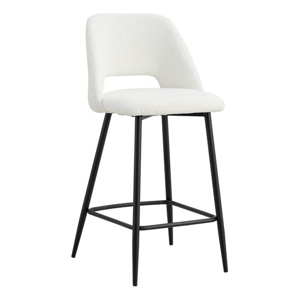 Auburn White Boucle Fabric Metal Frame Counter Stool