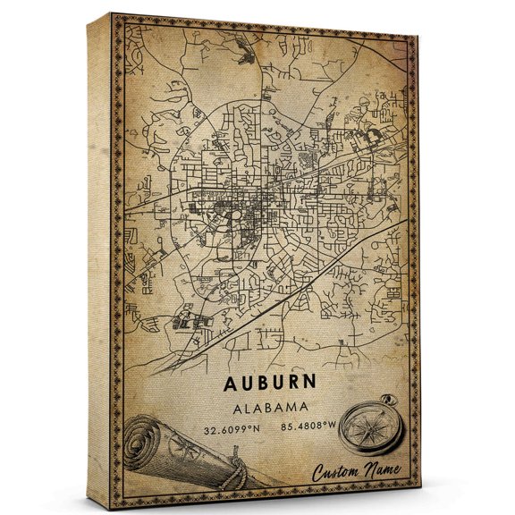 Auburn Map Poster, Alabama Map Art Poster, Canvas, Auburn Map City style Watercolor art Poster, Auburn Map Canvas - 89AZ1195