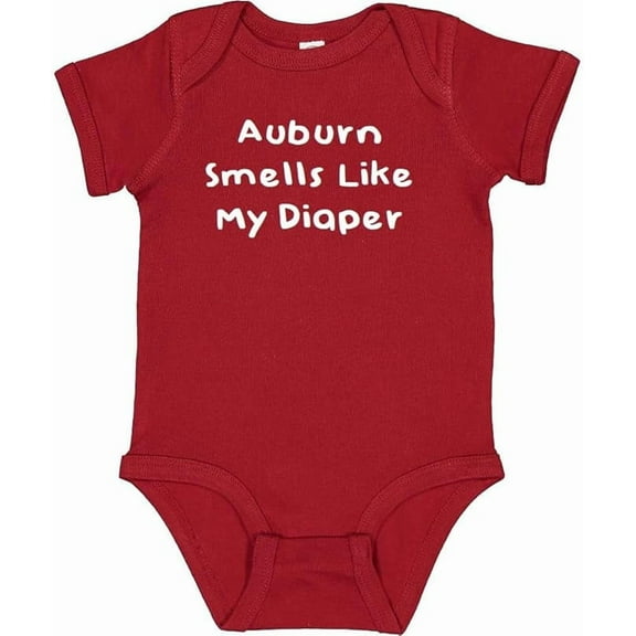 Auburn Smells Like My Diaper Funny Alabama Fan Baby Bodysuit (12 Months)