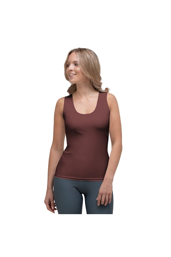 Auburn Brown Color Women Poly Span Tank Top