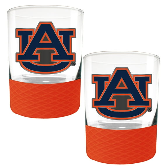 Auburn Tigers 2-Pack 14oz. Rocks Glass Set with Silcone Grip