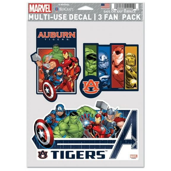Auburn Tigers Marvel Multi-Use Decal 3 Fan Pack