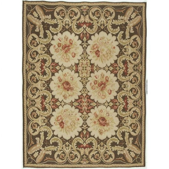 Aubusson Bessarbian 982887 9 x 12 ft. Essex Flat Woven Area Rug, Brown