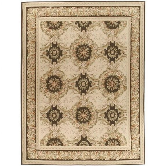 Aubusson Gueret Pink & Brown Area Rug - 12 x 15 ft.