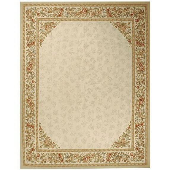 Aubusson Rennes Ivory & Ivory Area Rug - 3.06 x 8 ft.