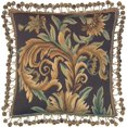 thumbnail image 1 of Aubusson Throw Pillow 20"x20" Handwoven Wool, Sunflower Green Flourishes, 1 of 1