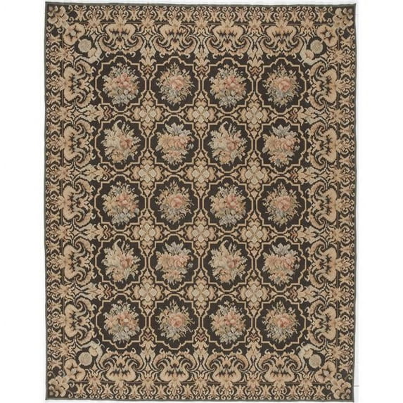 Aubusson Weave 11 x 15 ft. Norfolk Flat Woven Area Rug - Black