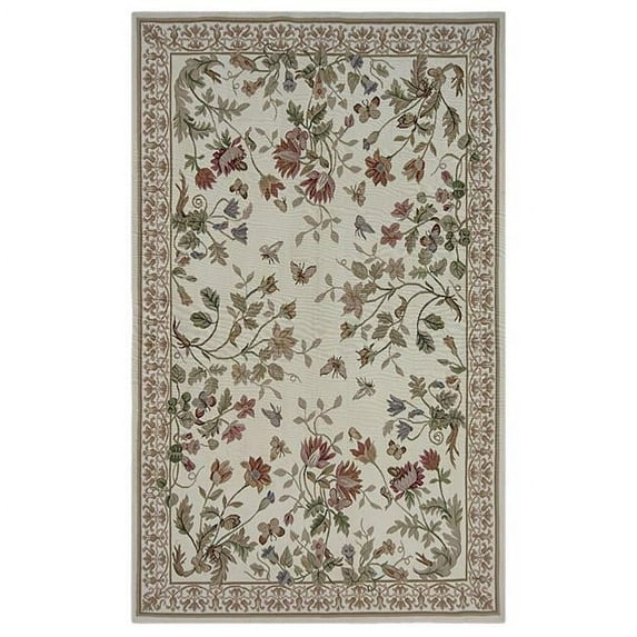 Aubusson Weave 12 x 15 ft. Valence Flat Woven Area Rug - Ivory
