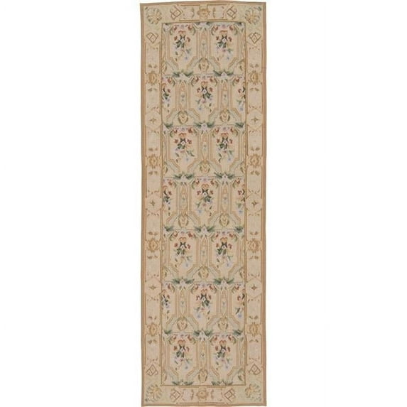 Aubusson Weave 2 ft. 6 in. x 6 ft. Savoie Flat Woven Area Rug - Cream