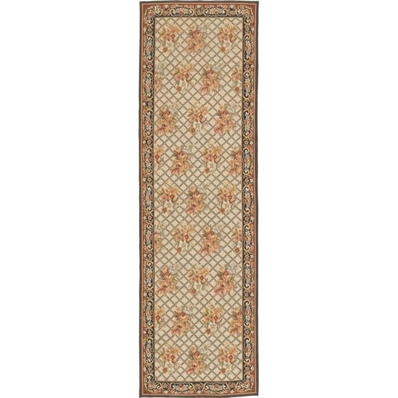 Aubusson Weave 972275 2 ft. 6 in. x 6 ft. 2 in. Lyon Flat Woven Area Rug, Ivory & Charcoal
