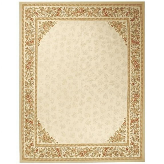 Aubusson Weave 973028 3 x 5 ft. Rennes Flat Woven Area Rug, Ivory & Gold