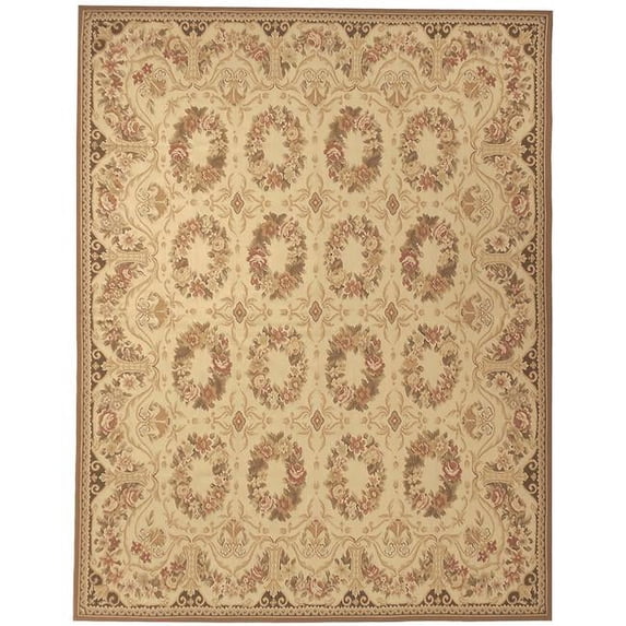 Aubusson Weave 973051 12 x 24 ft. Bayonne Flat Woven Area Rug, Cream