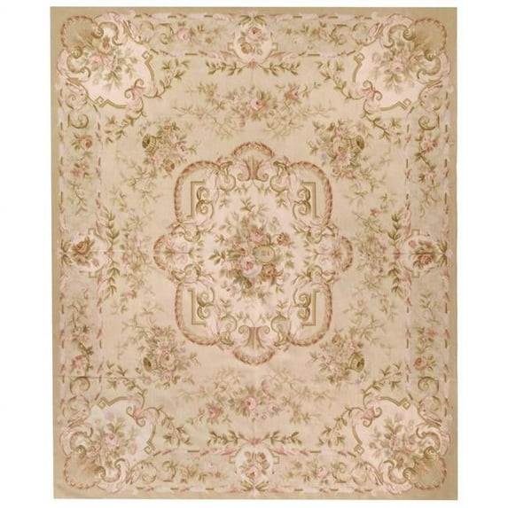 Aubusson Weave 973116 6 x 9 ft. Laval Flat Woven Area Rug, Gold & Ivory