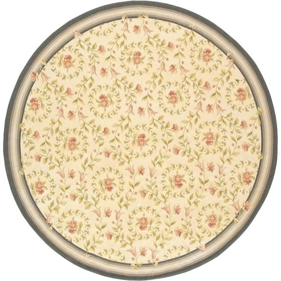 Aubusson Weave 973139 12 x 12 ft. Rouen Flat Woven Round Area Rug, Ivory