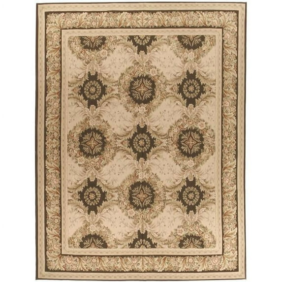 Aubusson Weave 973510 9 x 12 ft. Gueret Flat Woven Area Rug, Pink & Brown