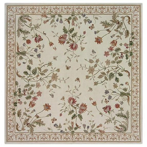 Aubusson Weave 973528 6 x 6 ft. Valan Flat Woven Round Area Rug, Ivory & Ivory