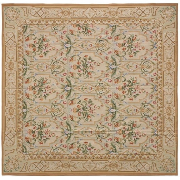 Aubusson Weave 981685 8 x 8 ft. Savoie Flat Woven Square Area Rug, Cream