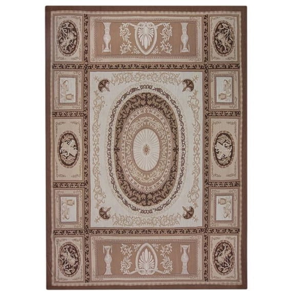 Aubusson Weave 982239 10 ft. 7 in. x 13 ft. 8 in. Ab005 Flat Woven Area Rug, Brown