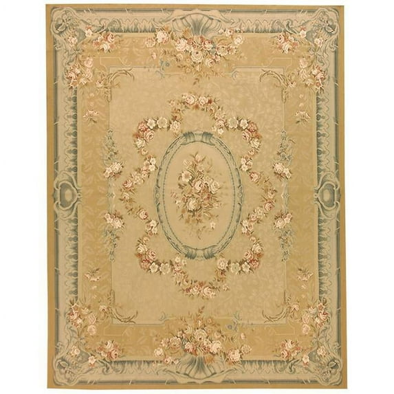 Aubusson Weave 982474 8 x 10 ft. Versa Flat Woven Area Rug, Gold & Blue