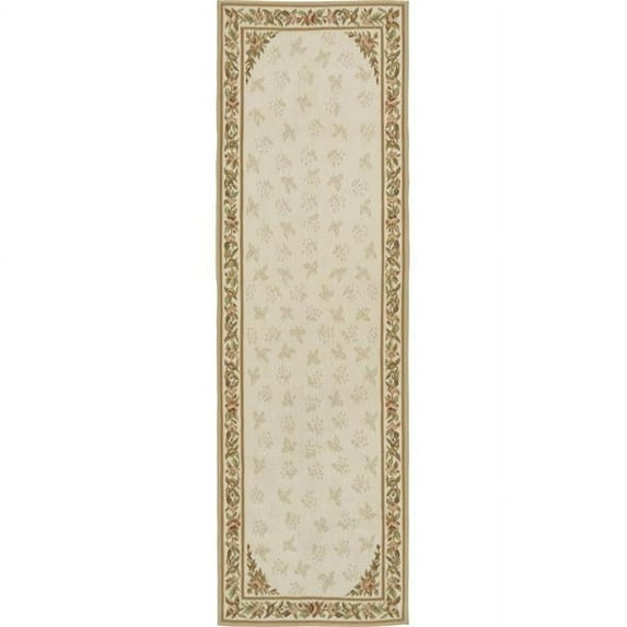 Aubusson Weave 982492 2 ft. 6 in. x 8 ft. Rennes Flat Woven Area Rug, Ivory & Ivory