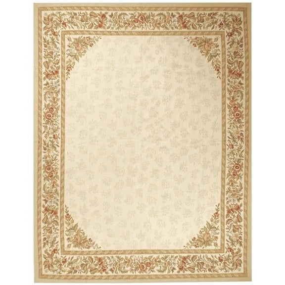 Aubusson Weave 982900 14 x 28 ft. Rennes Flat Woven Area Rug, Ivory & Ivory