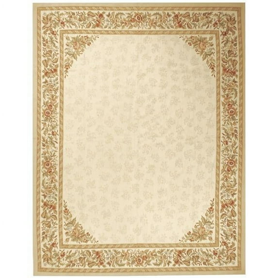 Aubusson Weave 982942 8 x 10 ft. Rennes Flat Woven Area Rug, Ivory & Ivory