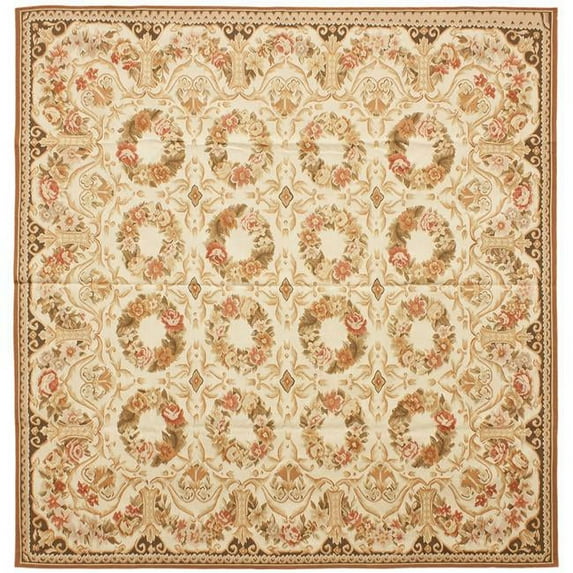 Aubusson Weave Bayonne Flat Woven Square Area Rug - Cream - 14 ft. x 14 ft. 4 in.