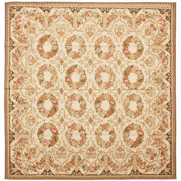 Aubusson Weave Bayonne Flat Woven Square Area Rug - Cream - 14 ft. x 14 ft. 4 in.