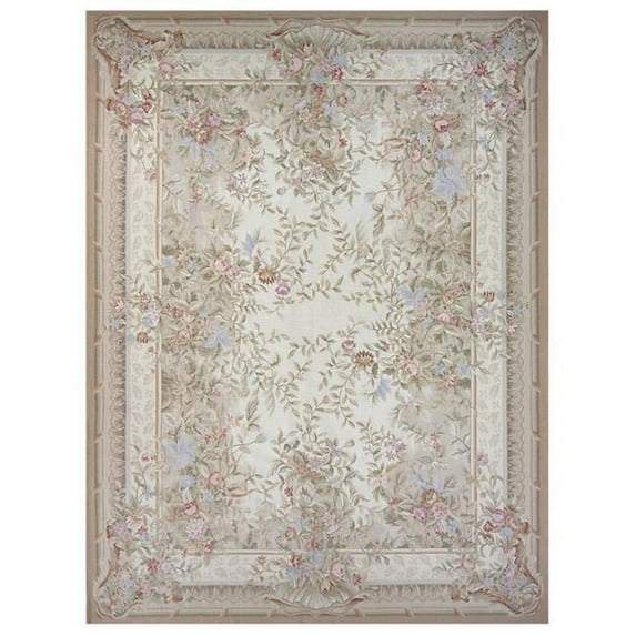 Aubusson Weave 982776 8 x 10 ft. Marse Flat Woven Area Rug, Gold & Ivory