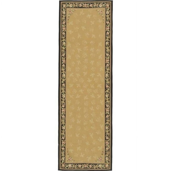 Aubusson Weave 981954 3 ft. 6 in. x 10 ft. Rennes Flat Woven Area Rug, Gold & Black