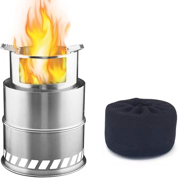 Auccyt 1 Burner Wood Camping Stove, Stainless Steel