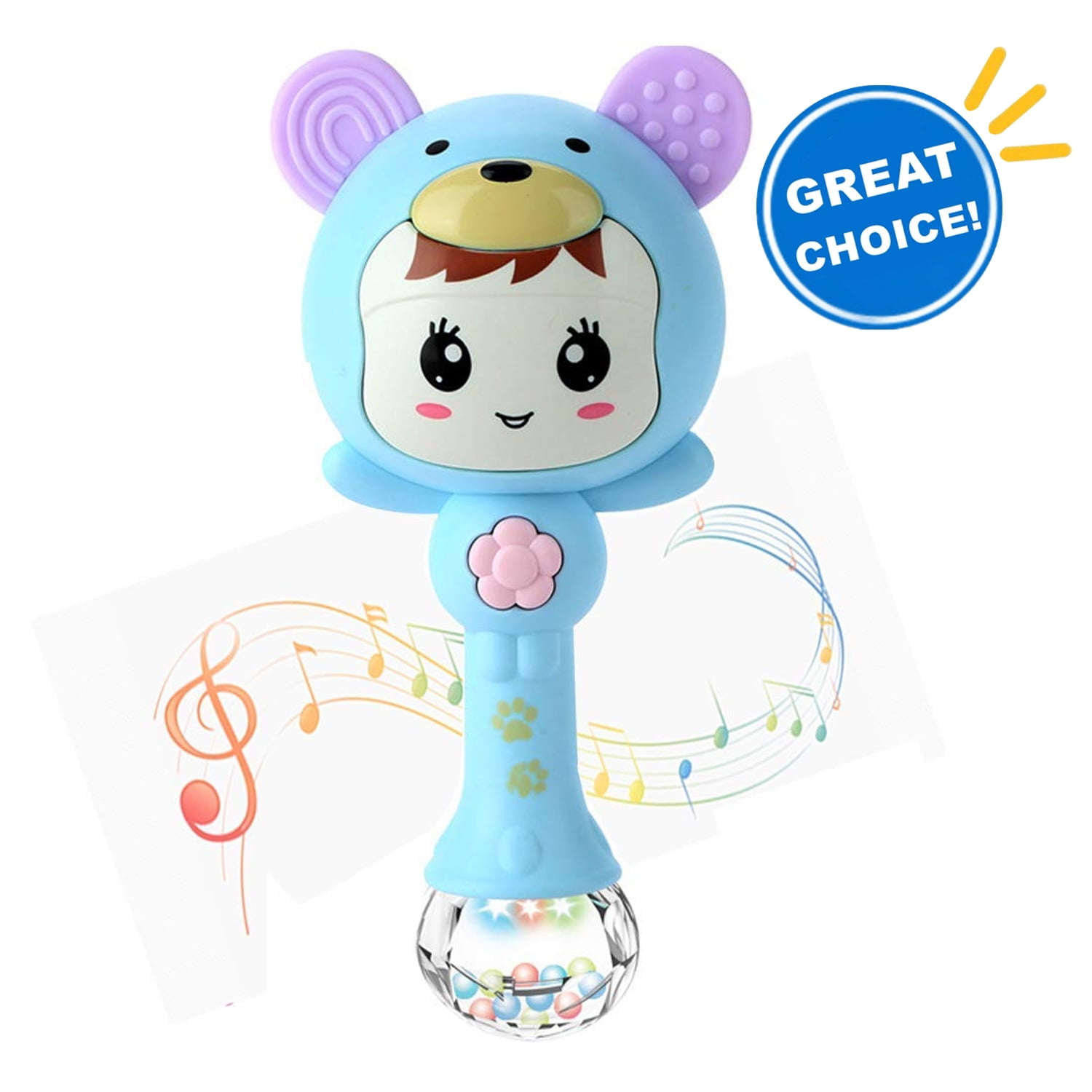 Auchen Teething Musical Toys, Teether for Babies BPA Free, Baby Toys