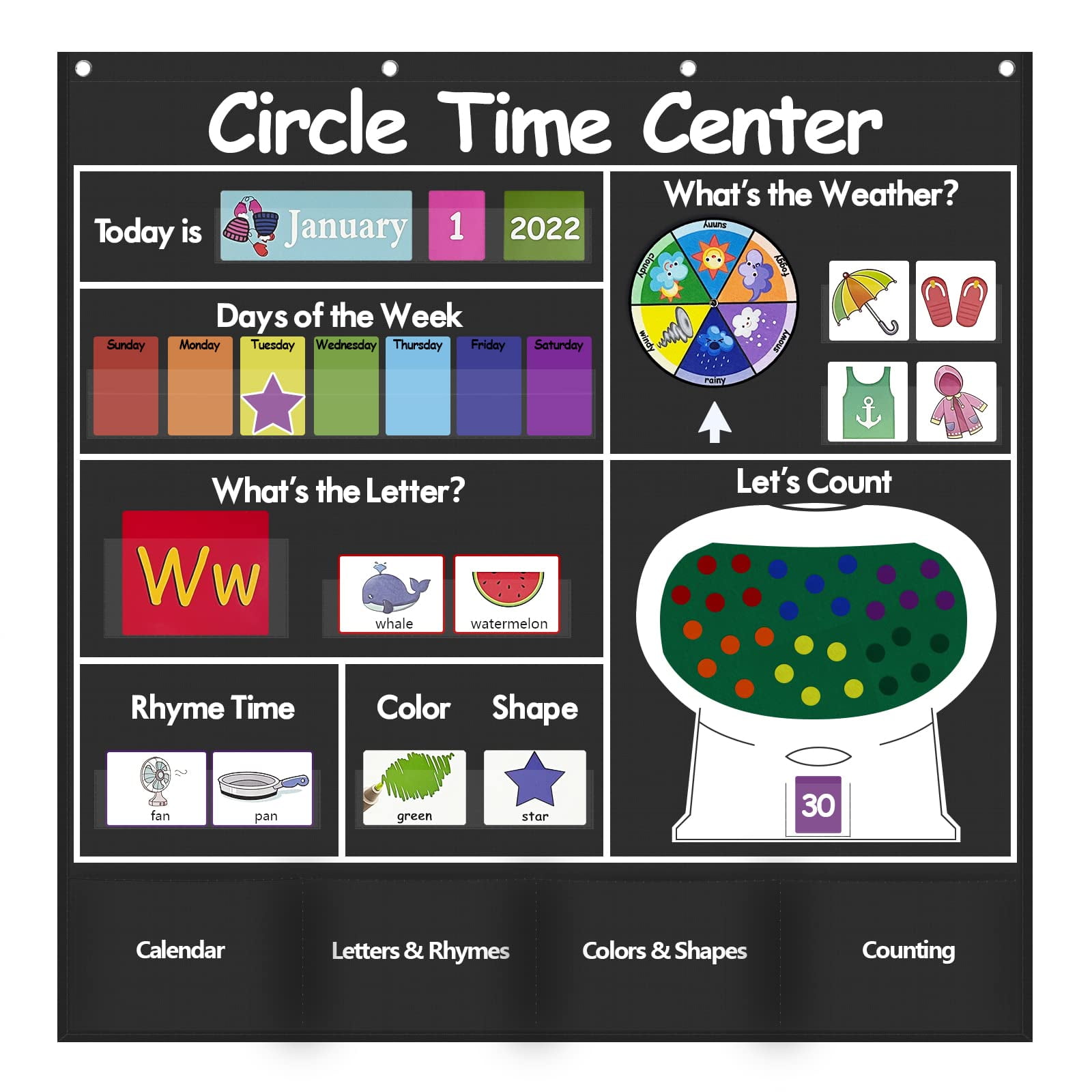 Auchq Circle Time Learning Center Pocket Chart, HeavyDuty Kids