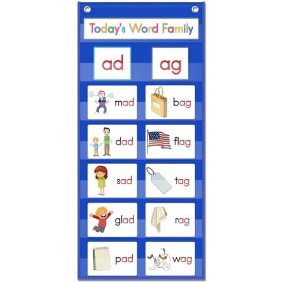 Auchq Word Families Pocket Chart, Word Building Center for Kindergarten Prek Preschool Classroom, Phonics and Spelling Learning Material for Homeschool Classroom.$$Office