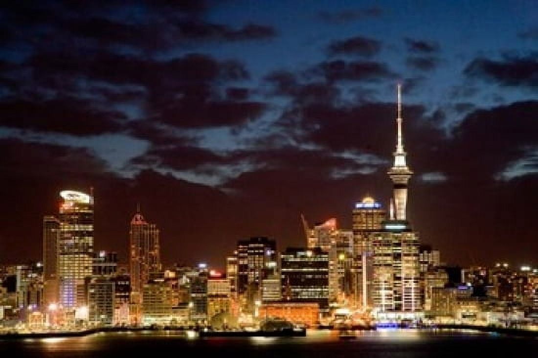 Auckland CBD Skytower and Waitemata Harbor North Island New Zealand Canvas Art - David Wall DanitaDelimont (24 x 15)