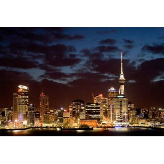 Auckland CBD, Skytower and Waitemata Harbor, North Island, New Zealand Poster Print by David Wall (24 x 15)