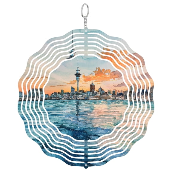 Auckland NZ Sky Tower 3D Wind Spinner Kinetic Hanging Yard Art Outdoor Garden Decor City Harbor View Gift