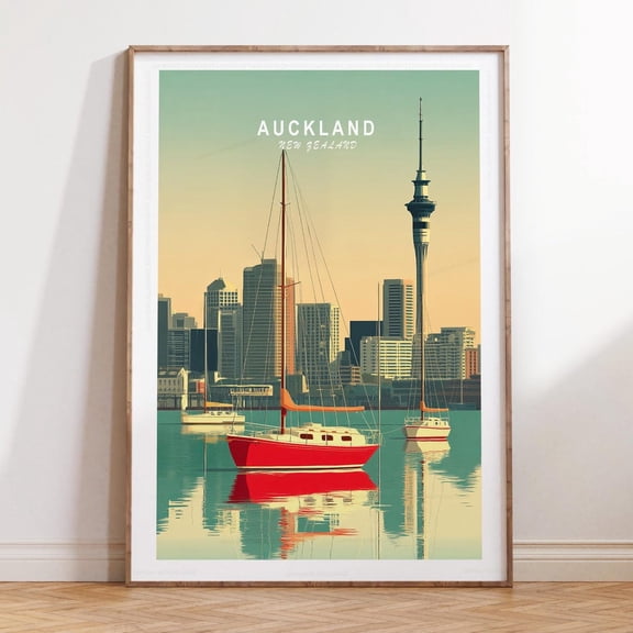 Auckland New Zealand City Skyline Wall Art, Unframed Canvas Size 8x12