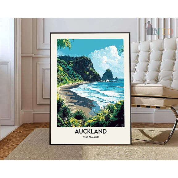 Auckland New Zealand Poster, Unframed Canvas 8x10in