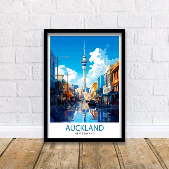 Auckland New Zealand Travel Print Auckland Wall Decor Vibrant City Poster New Zealand Art Skyline Illustration Decorative Wall Art Gift Idea, Poster Only